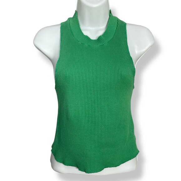 BDG Urban Outfitters Paula Waffle Racerback Tank Top Green Sleeveless Size Small - Picture 1 of 11